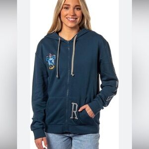 HARRY POTTER Womens Hogwarts Alumni House Crest Lightweight Zip-Up Hoodie | L